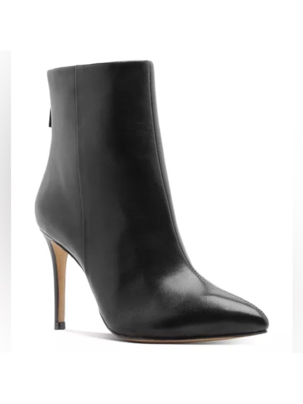 SCHUTZ Black Leather Pointed Toe Stiletto Ankle Boot